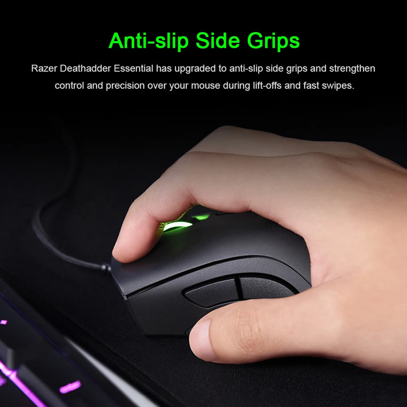 Razer DeathAdder Essencial com fio Gaming Mouse 6.400 DPI Sensor Óptico 5 Botões Independentes