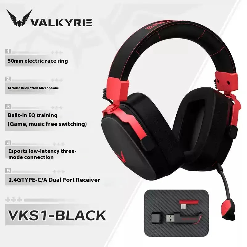 VALKYRIE VK S1 Gaming Headset Wireless baixa latência com cancelamento de ruídos e microfone