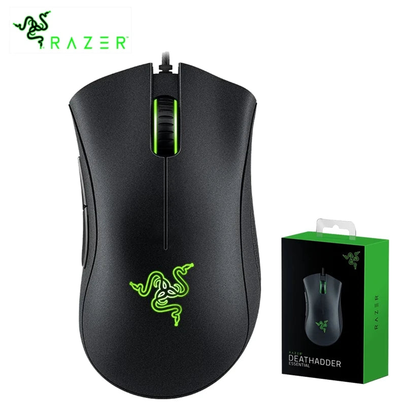 Razer DeathAdder Essencial com fio Gaming Mouse 6.400 DPI Sensor Óptico 5 Botões Independentes