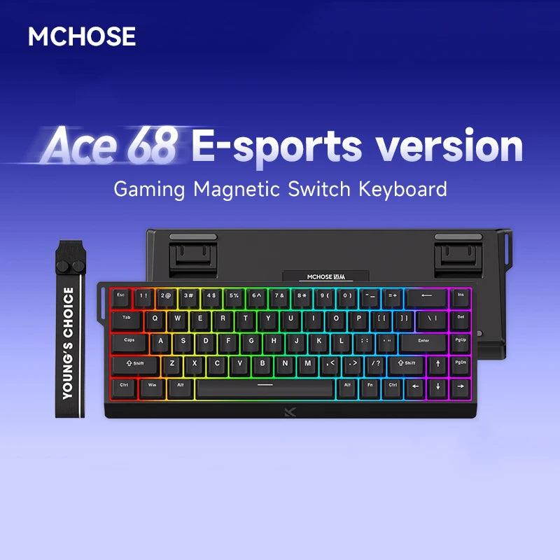 MCHOSE Ace68 Teclado mecânico, switch magnético com precisão RT de 0,01 mm e conexão wireless com polling rate 8000Mhz