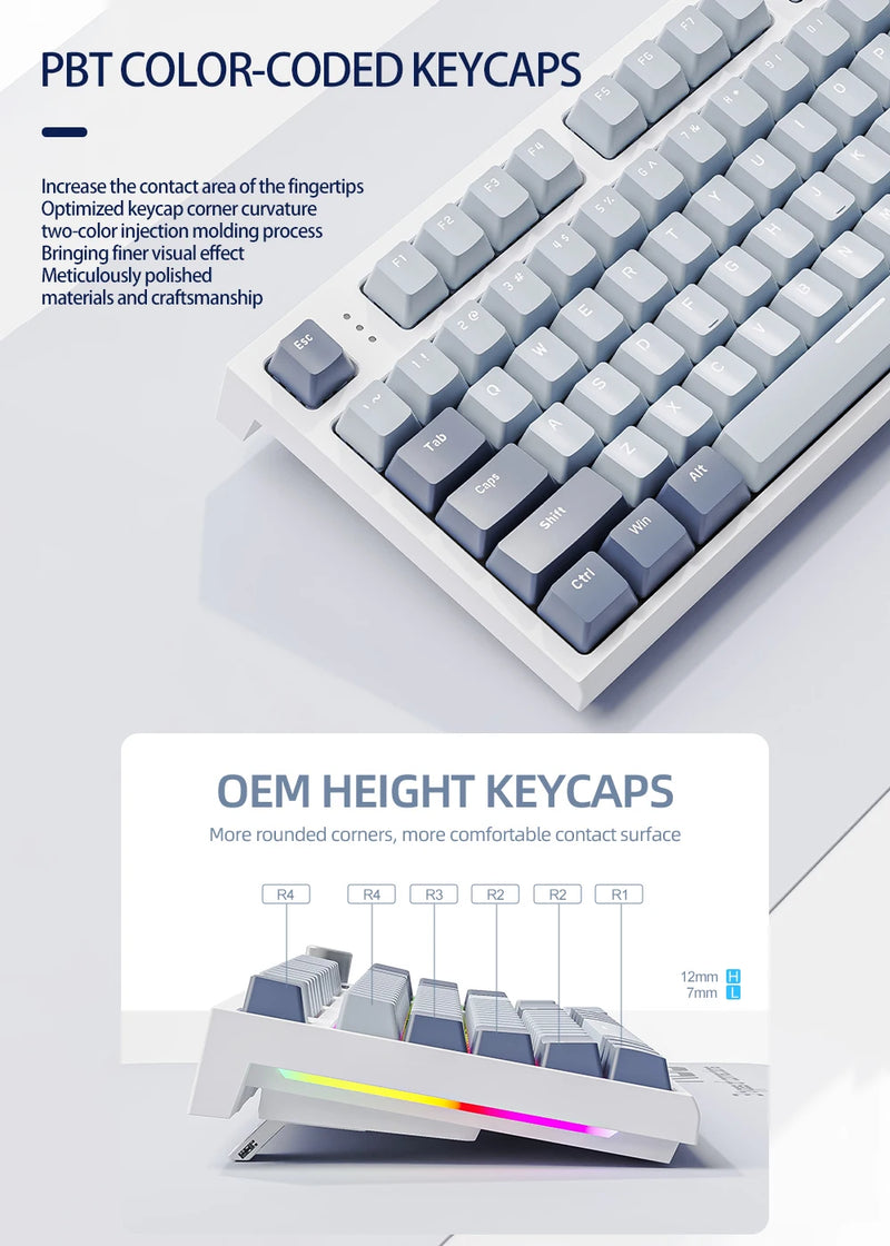 K86 Teclado Mecânico Hot-Swappable sem fio bluetooth/wireless switch blue com tela de exibição e botão rotativo de volume