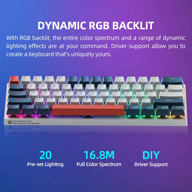 Machenike K500-B61 Mini Teclado mecânico formato 60% com RGB