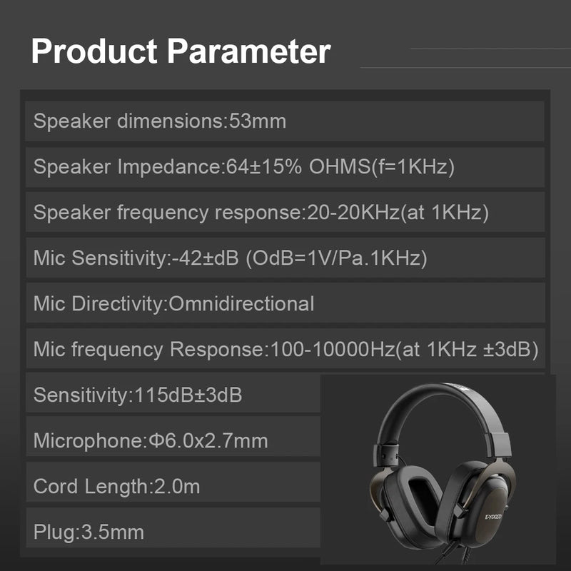 E-YOOSO H2828D Headset com fio conexão P2, 3.5mm surround sound