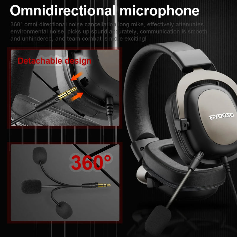 E-YOOSO H2828D Headset com fio conexão P2, 3.5mm surround sound