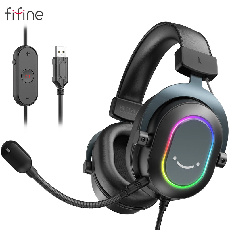 Fifine Dynamic RGB com microfone, som surround 7.1, conexão USB