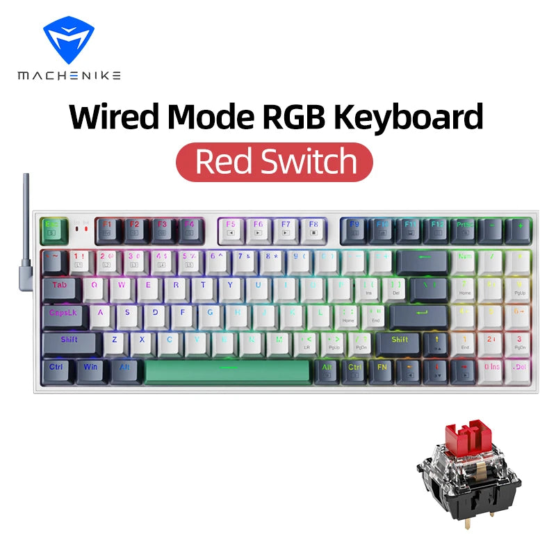 Machenike K500 Teclado mecânico com fio, Hot-swappable, 94 teclas RGB