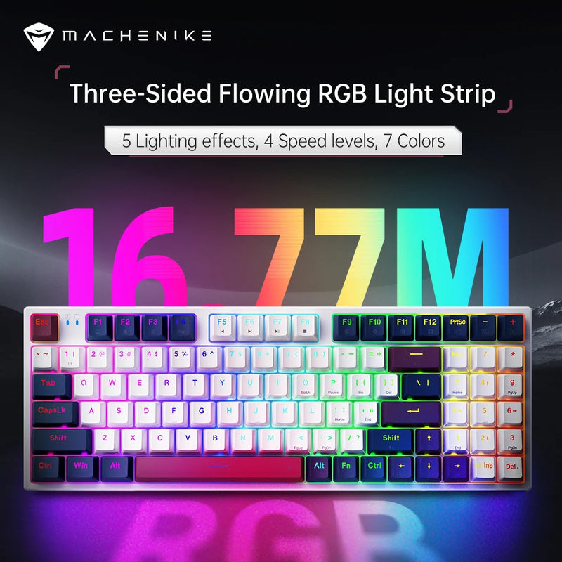 Machenike K500 PRO teclado mecânico com fio, hot-swappable, RGB switch silver linear