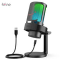 FIFINE Microfone RGB com conexão USB e botão Touch-Mute