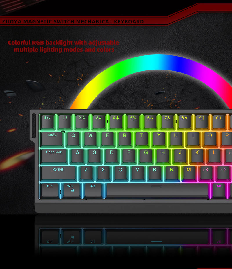 Zuoyi He65 teclado mecânico com switch magnético simulação dinâmica full RGB