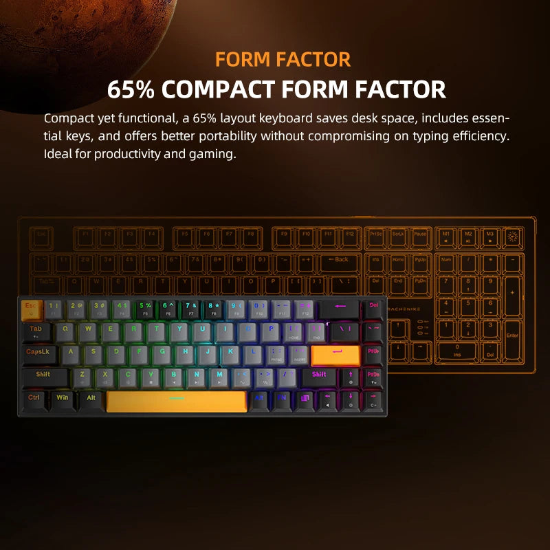 MACHENIKE K500 B68 Teclado mecânico com fio formato 65% switch red, RGB