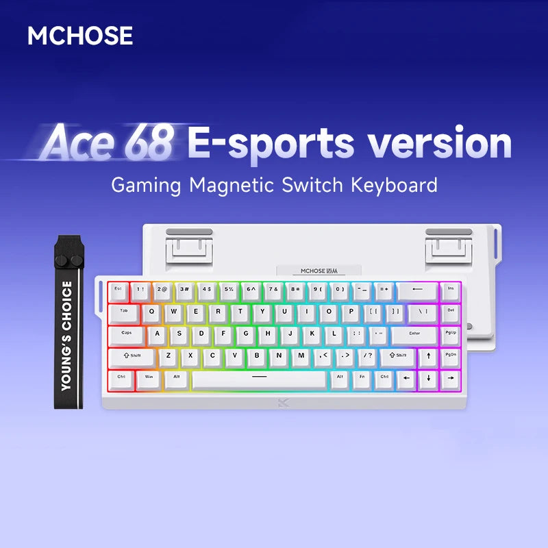 MCHOSE Ace68 Teclado mecânico, switch magnético com precisão RT de 0,01 mm e conexão wireless com polling rate 8000Mhz