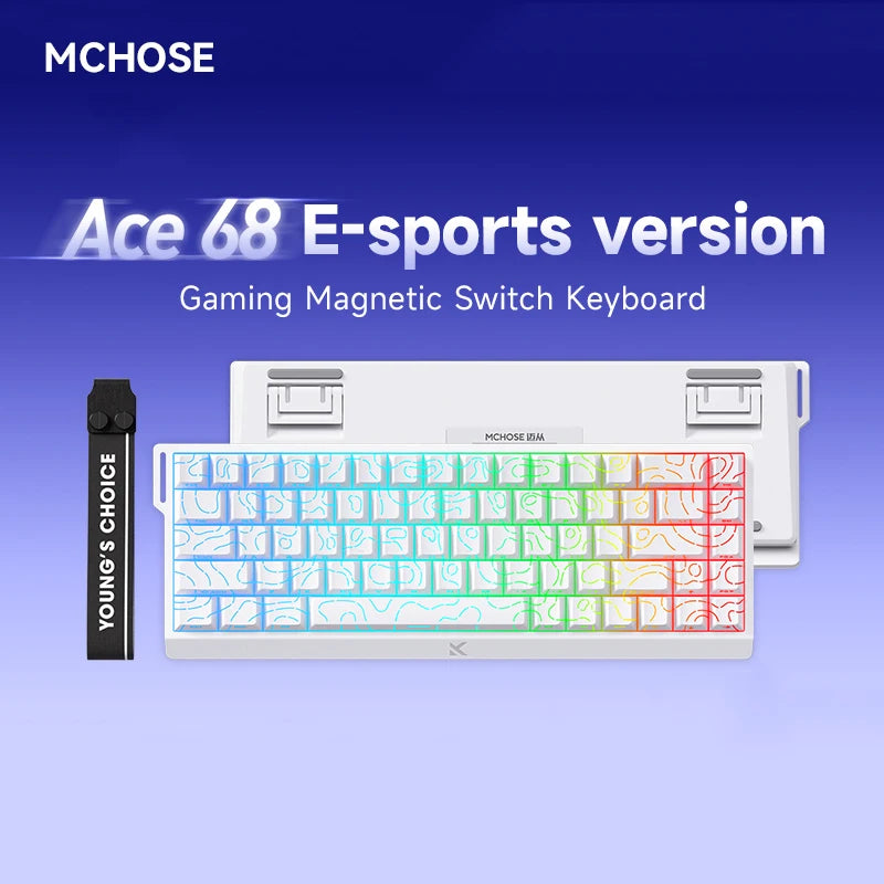 MCHOSE Ace68 Teclado mecânico, switch magnético com precisão RT de 0,01 mm e conexão wireless com polling rate 8000Mhz