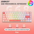 GIBKEY G68 Teclado mecânico sem fio bluetooth/wireless, 68 teclas RGB