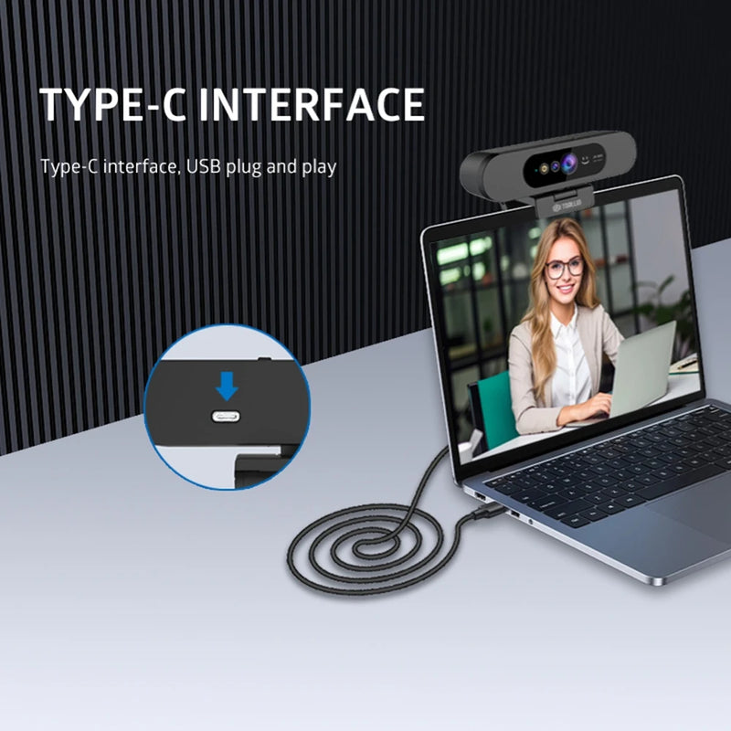 TOALLIN Windows Hello Webcam 1080P reconhecimento facial IR, com microfones de redução de ruído